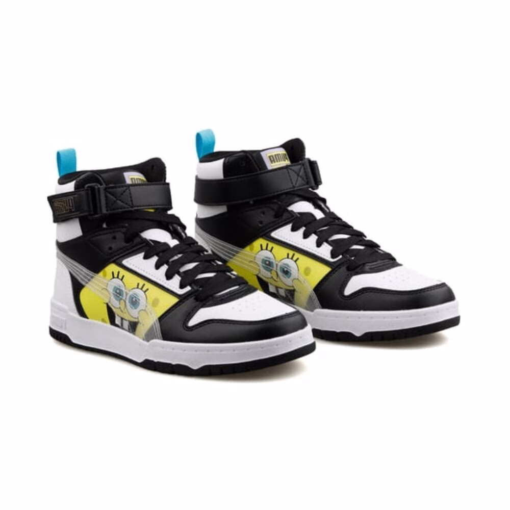 PUMA JR RBD GAME SPONGEBOB NEGRO BLANCO AMARILLO